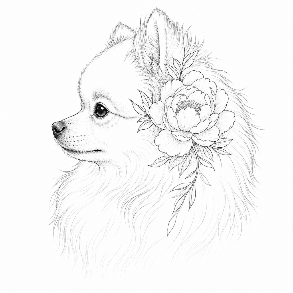 fine-line style dog tattoo