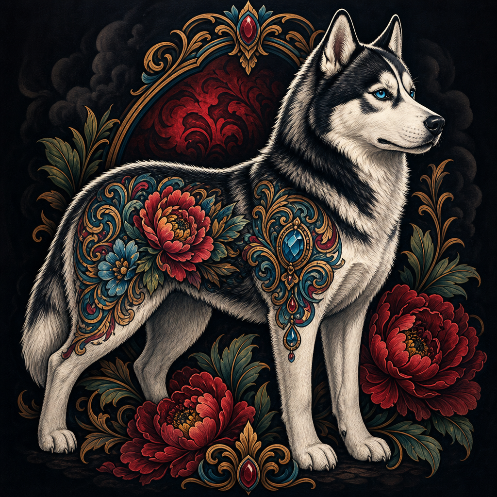 neo-traditional style dog tattoo